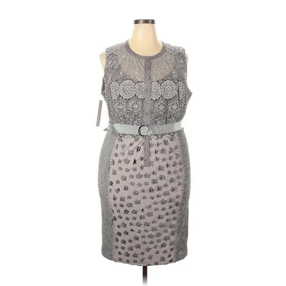 NWT Anthropologie Beguile by Byron Lars Gisella in Gray Lace Sheath Dress 20W